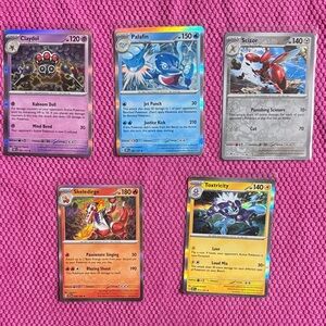 5 Pokemon Trading Cards - Holo/Reverse Holo and Rare